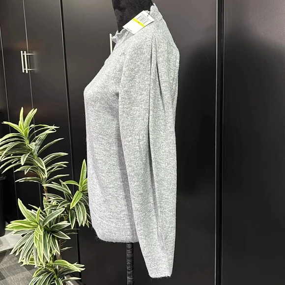 Cupio Blush Mock neck ruffle,long puff/pleated sleeve,soft, warm winter knit - Picture 3 of 9